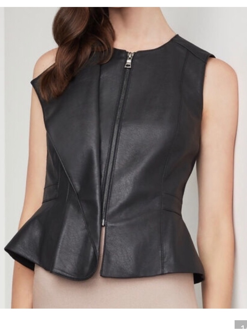 BCBGMAXAZRIA "Liu" Leather Peplum Vest